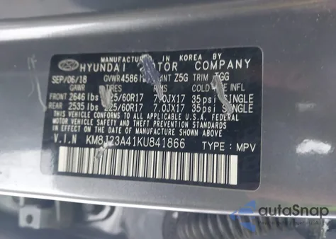 2019 Hyundai Tucson Se from USA, damaged, VIN KM8J23A41KU841866